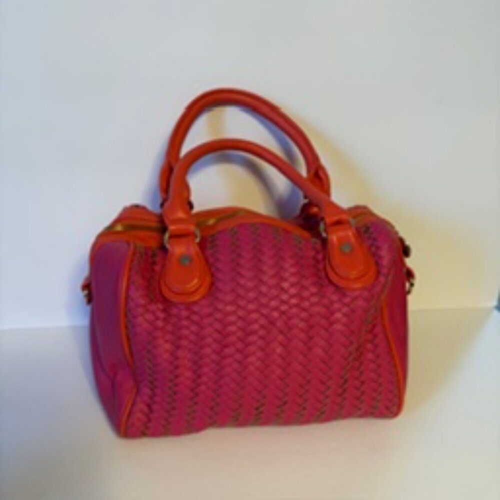 Deux Lux Pink and Orange Woven Handbag